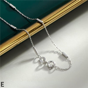 Accessories-Sterling Silver White Gold Plated Basic Chain Necklace