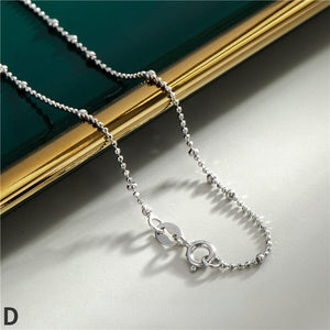 Accessories-Sterling Silver White Gold Plated Basic Chain Necklace