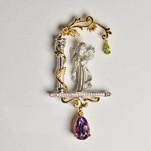 Amethyst /Peridot Flower Vine Pendant