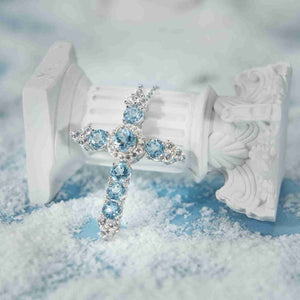 Sky Blue Topaz Cross Pendant